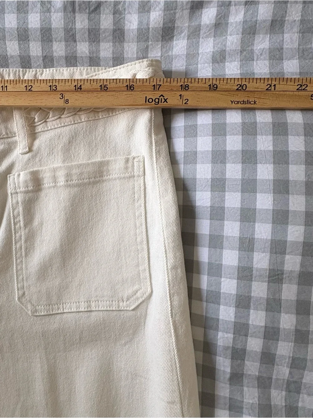 H&M White Wide Leg  Jeans Braided Waist US 14